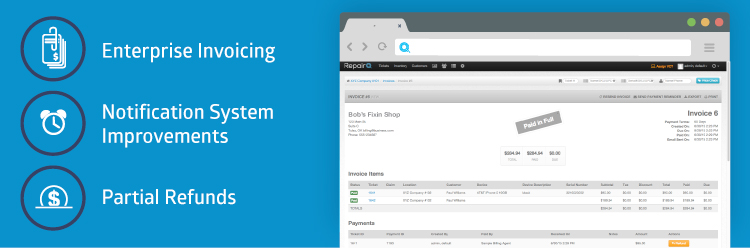 RepairQ 1.7.1 release with enterprise invoicing