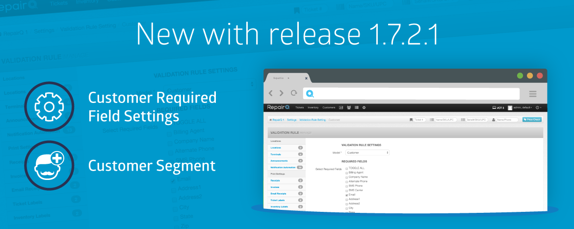 RepairQ 1.7.2.1 customer features
