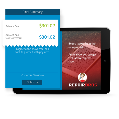 best point of sale software for retail shops-- repairQ POS final payment summary screenshot