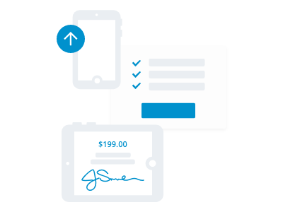 Empower Your Trades Icons of a signature page, check list, and iPhone
