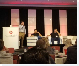 CPR Conference 2019_James Presents James Schellhorn, RepairQ co-owner, giving a speech at the cell phone repairconference