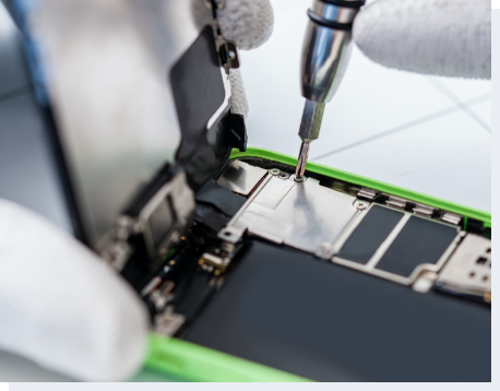 Close-up photo showing process of mobile phone repair