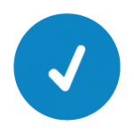 Icon of a white check mark on a blue background