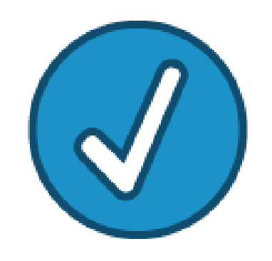Illustration of checkmark in blue circle