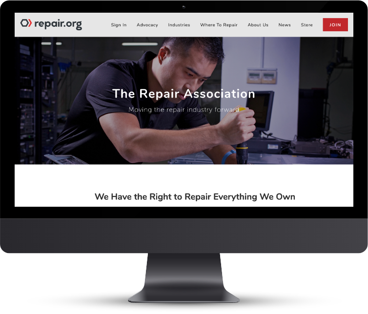 Screen grab of the repair.org website