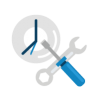 Clock and wrench and screwdriver icon